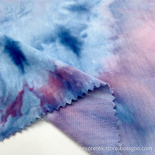 Polyester Spandex Knit Tie Dyed French Terry Fabric